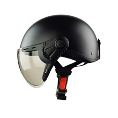 Mũ Bảo Hiểm Nửa Đầu Có Kính HP03K Đen Nhám – Chính Hãng HPPRO, Kính Trà PC Chống UV