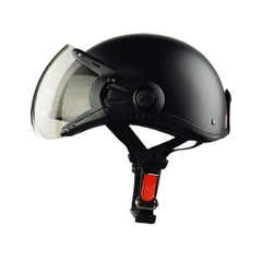 Mũ Bảo Hiểm Nửa Đầu Có Kính HP03K Đen Nhám – Chính Hãng HPPRO, Kính Trà PC Chống UV