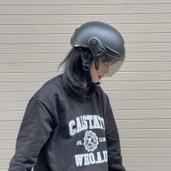 Mũ Bảo Hiểm Nửa Đầu Có Kính HP03K Đen Nhám – Chính Hãng HPPRO, Kính Trà PC Chống UV