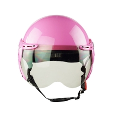 Mũ Bảo Hiểm Nửa Đầu Có Kính HPPRO HP03K – Màu Hồng Bóng, Kính Trà, Chính Hãng – Đạt Chuẩn Quatest 2