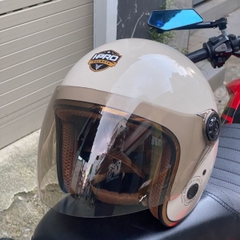 Mũ bảo hiểm 3/4 HPRO HP04K – Màu Kem Bóng, kính trà khói, chuẩn Quatest