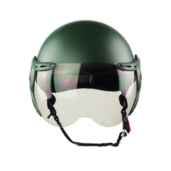 Mũ Bảo Hiểm Nửa Đầu Có Kính HP03K Xanh Lính Nhám – Nhựa ABS Cao Cấp, Kính Trà Chống UV, Chính Hãng HPPRO