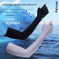 Ống Tay Chống Nắng SWAT X7 – Vải Kim Cương Cotton Polyester Spandex, Hở Ngón, Logo Phản Quang, Chống Nắng Và Thoáng Khí Tối Ưu