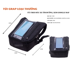 Túi Grab Treo Đầu Xe Máy Dọc – Cảm Ứng Mượt, Kết Nối Dây Sạc, 2 Ngăn Tiện Lợi Cho Shipper