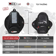 Túi Hít Bình Xăng ZDK A1 – Da Simili Kháng Nước, Nam Châm Vĩnh Cửu, Cảm Ứng Điện Thoại 7L đa năng