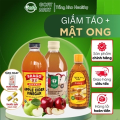 Giấm Táo Bragg hữu cơ 500ml & Mật Ong tách đường TropicanaSlim 350ml