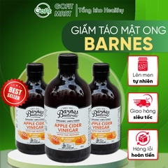 Barnes - Giấm Táo Mật Ong Manuka chai 500ML Barnes Naturals Manuka, Tonic, Hữu Cơ