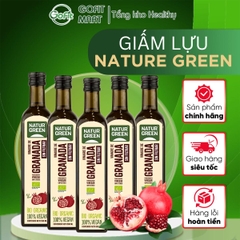 Nature Green - Giấm Lựu Hữu Cơ chai 500ML có giấm cái, Organic Pomegranate Vinegar Bio Nature Green