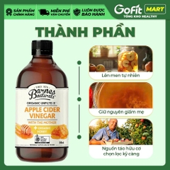 [BARNES] Giấm Táo/ Giấm Táo Mật Ong Hữu Cơ Barnes Naturals 500ml
