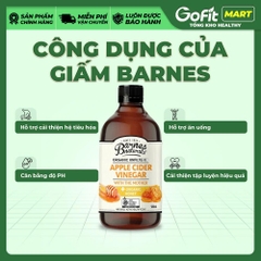 [BARNES] Giấm Táo/ Giấm Táo Mật Ong Hữu Cơ Barnes Naturals 500ml