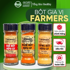 Bộ Gia Vị Bột Farmers' Organic Vipep Hũ Thủy Tinh 40g - Gừng, Nghệ, Quế