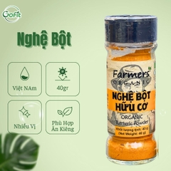 Bộ Gia Vị Bột Farmers' Organic Vipep Hũ Thủy Tinh 40g - Gừng, Nghệ, Quế