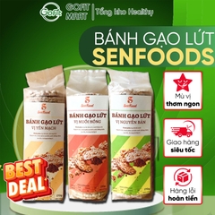Bánh gạo lứt SEN FOOD ăn kiêng, bánh gạo lức nguyên hạt 3 vị: nguyên bản, yến mạch, muối hồng