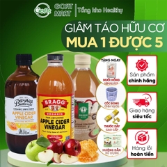 [Giấm Nghệ Dễ Uống] Giấm Táo Hữu Cơ Barnes Organic Có Giấm Mẹ,500ML/ 1L