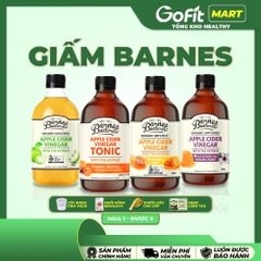 [Giấm Nghệ Dễ Uống] Giấm Táo Hữu Cơ Barnes Organic Có Giấm Mẹ,500ML/ 1L