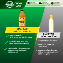 Giấm Táo Hữu Cơ Bragg Có Giấm Mẹ, Giấm táo Organic With The Mother, 437ML, 946ML