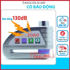 Ổ khóa đĩa xe máy báo động chống trộm ZORO màu trắng chìa tròn công nghệ Mỹ