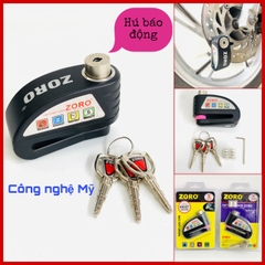 Ổ khóa đĩa xe máy báo động chống trộm ZORO phiên bản đen nhám cao cấp