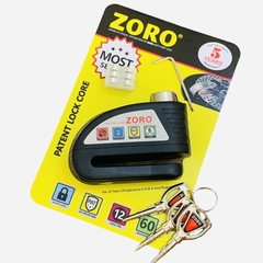 Ổ khóa đĩa xe máy báo động chống trộm ZORO phiên bản đen nhám cao cấp