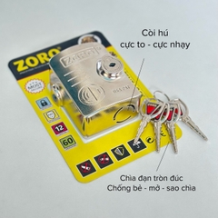 Ổ khóa chụp bát cửa báo động chống trộm ZORO chìa đạn tròn