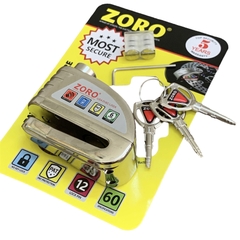 Ổ khóa đĩa xe máy báo động chống trộm ZORO màu trắng chìa tròn công nghệ Mỹ