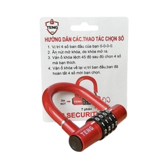 ổ khóa số chữ U TENG, màu đỏ