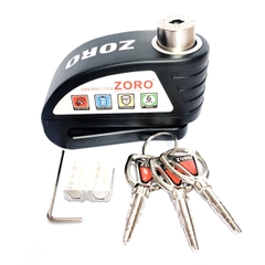 Ổ khóa đĩa xe máy báo động chống trộm ZORO phiên bản đen nhám cao cấp