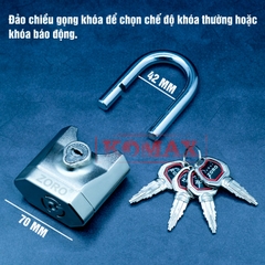Ổ khóa báo động chống trộm ZORO,7 phân,chìa xe hơi,màu trắng