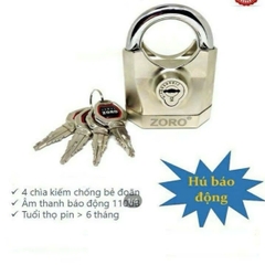 Ổ khóa báo động chống trộm ZORO,7 phân,chìa xe hơi,màu trắng