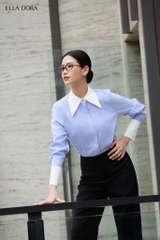 SM156LA - Sơ mi kẻ mí ngực cổ phối