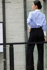 SM156LA - Sơ mi kẻ mí ngực cổ phối