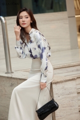 Sơ mi lụa hoa dáng thoải mái