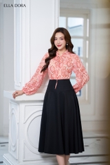 Sơ mi bèo hoạ tiết đỏ