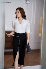 Sơ mi tơ crep trắng