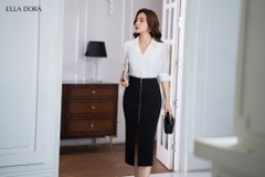 Chân váy khoá đồng xẻ trước
