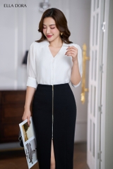 Sơ mi tơ crep trắng