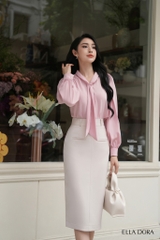 Sơ mi hồng phối dây thả