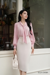 Sơ mi hồng phối dây thả