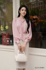Sơ mi hồng phối dây thả