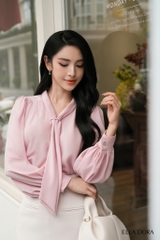 Sơ mi hồng phối dây thả