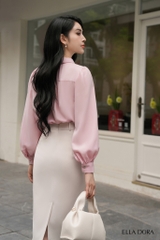 Sơ mi hồng phối dây thả