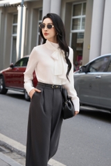 Sơ mi bèo nẹp nơ cổ