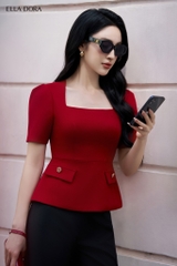 Áo cổ vuông 2 nắp túi