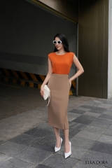 Chân váy nâu 1 cúc