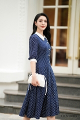 Đầm chấm bi xanh than