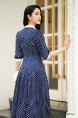 Đầm chấm bi xanh than