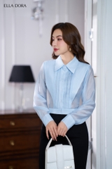 Sơ mi tơ xanh li ngực