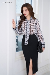 Sơ mi tơ trắng đen