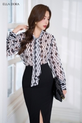 Sơ mi tơ trắng đen