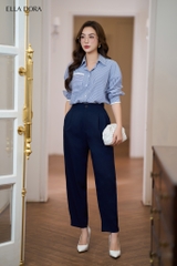 Sơ mi kẻ phối thô trắng